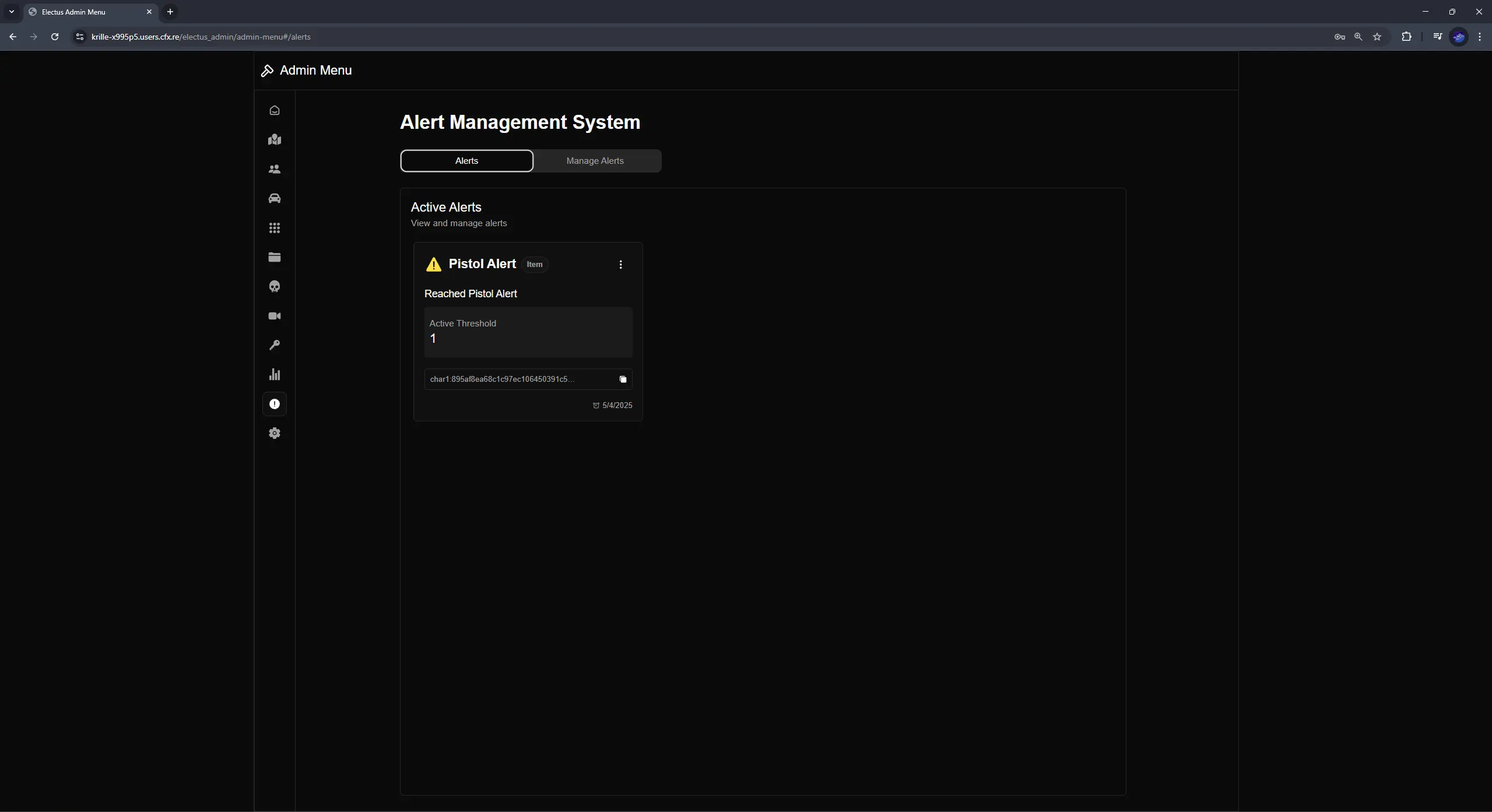 Electus Admin: Alerts