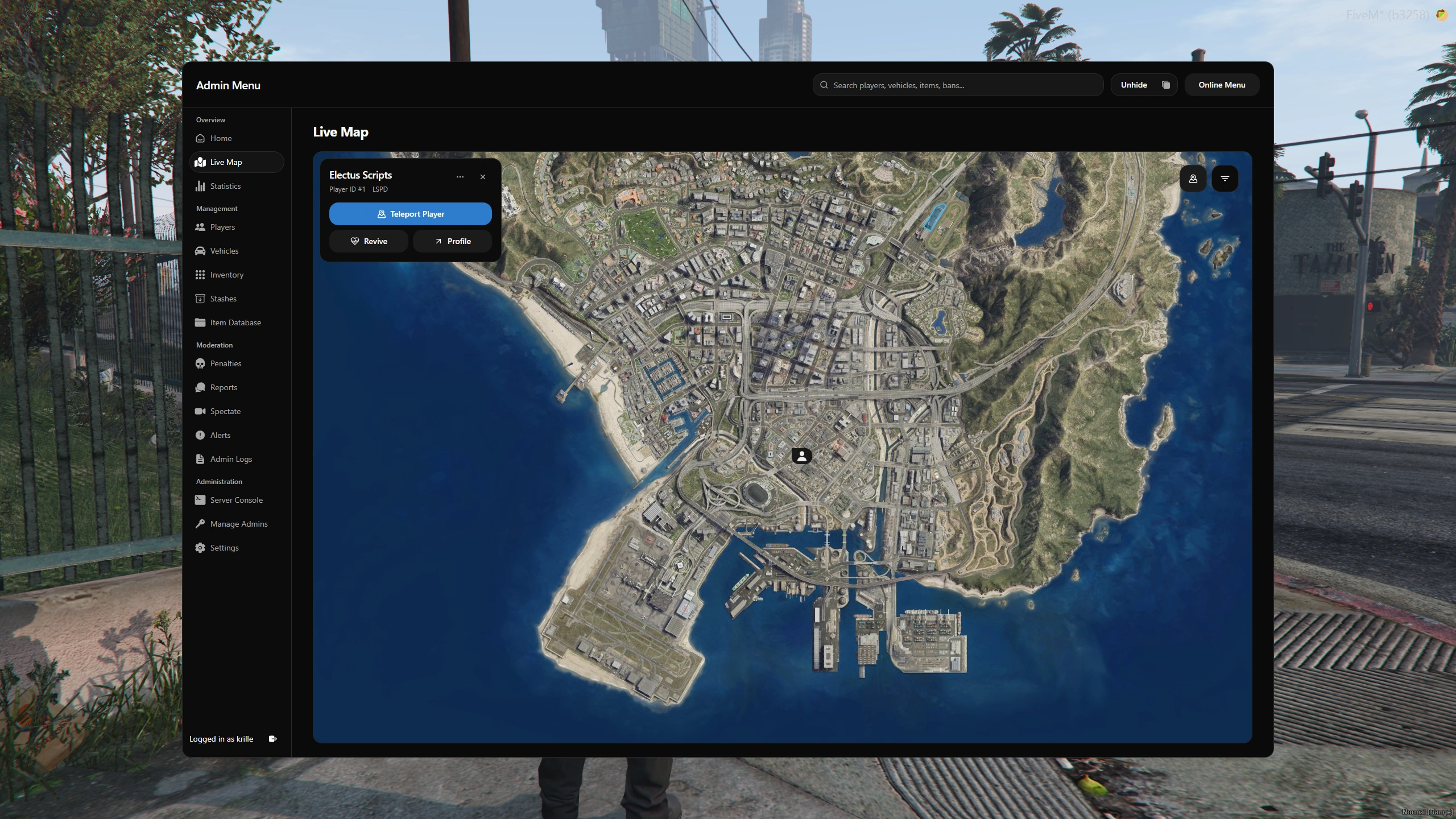 Electus Admin 2.0: Live map and zones
