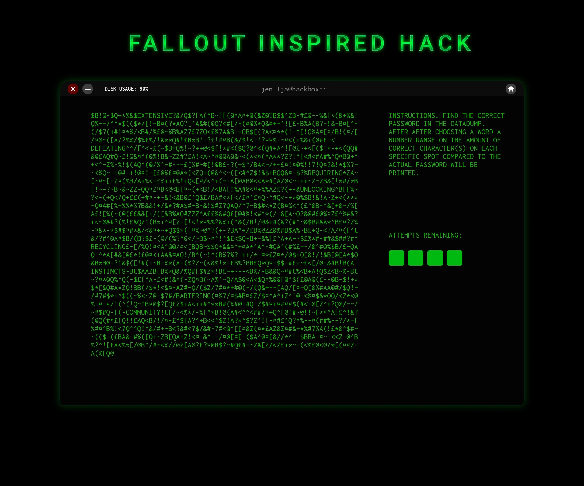 Electus Hacking: Fallout Inspired Hacking Minigame